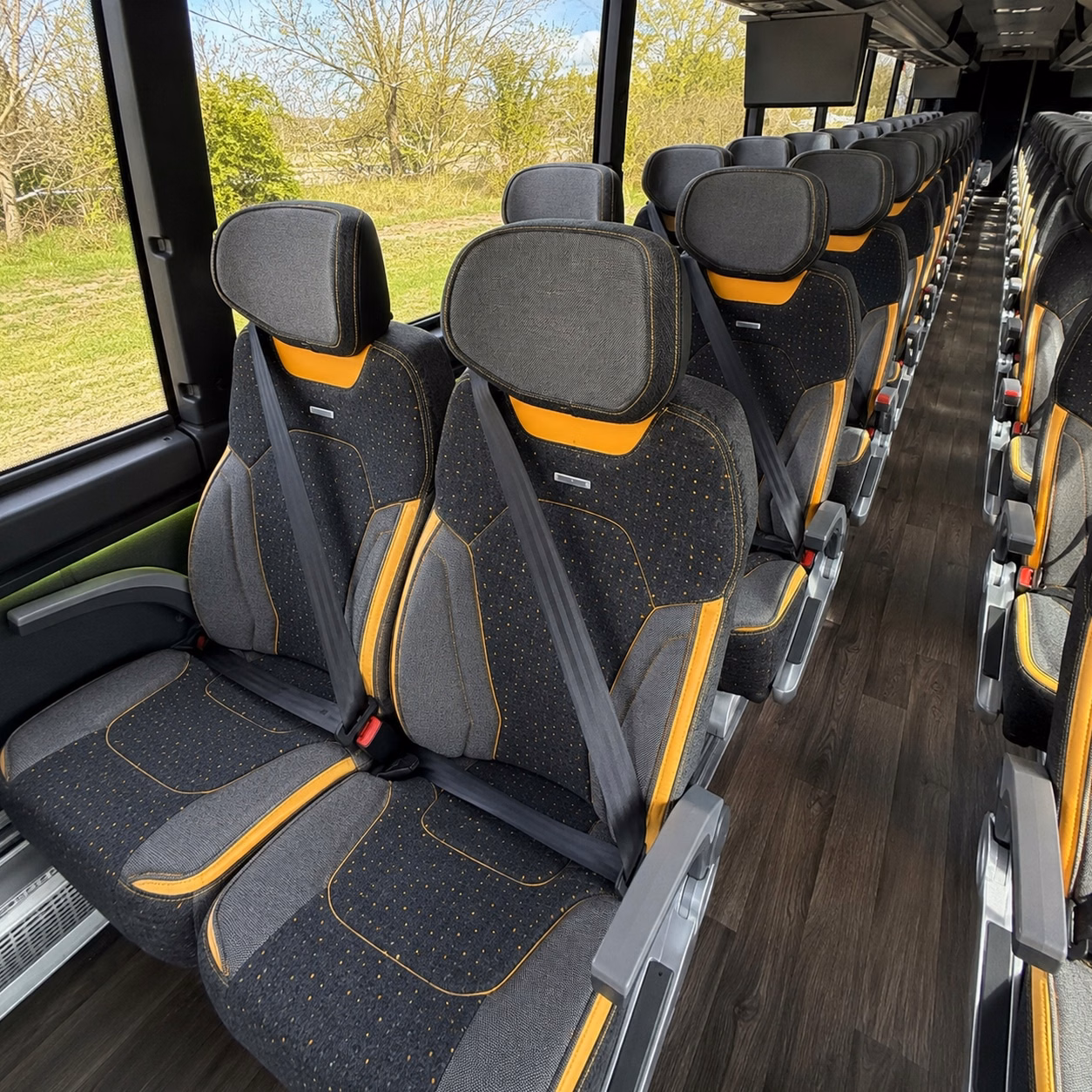 durham charter bus rental interior